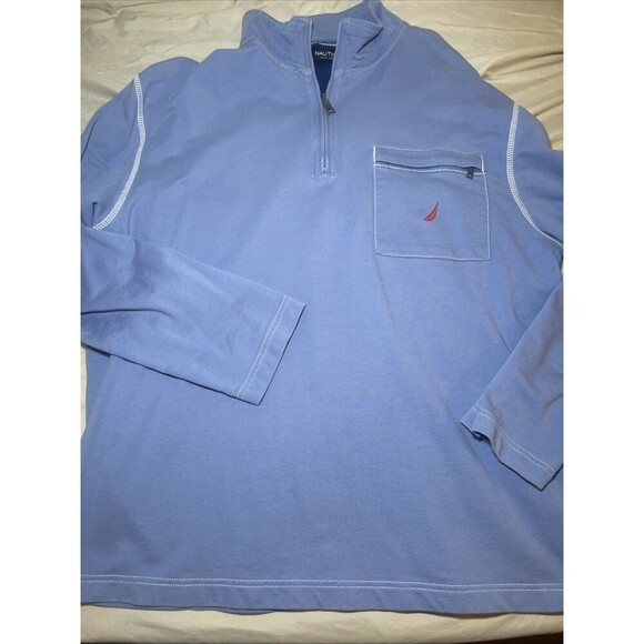 Nautica 1/4 Zip Light Blue Pullover Men's Sz XL - Picture 1 of 10